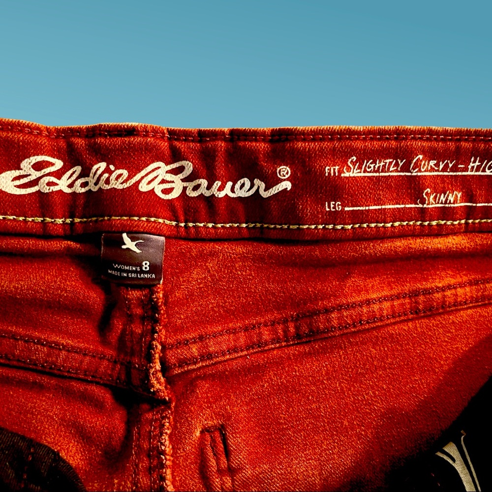 Eddie Bauer Slightly Curvy High Rise Stretch Jeans Burgundy Size 8